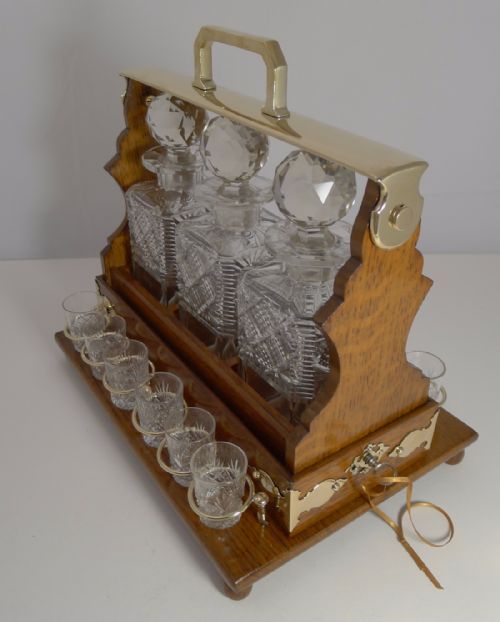 fig 1. Unusual Top Notch Antique English Tantalus c.1890