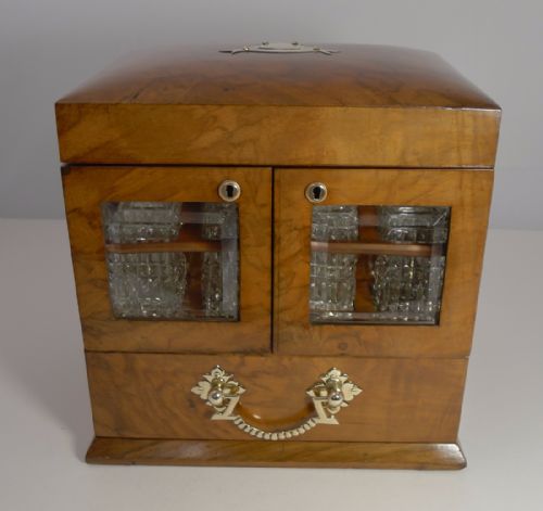 fig 1. Magnificent Antique English Walnut and Glass Jewellery Box With Perfume Bottles