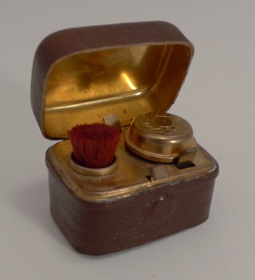 Antique English Travel Inkwell & Nib Wipe C.1890