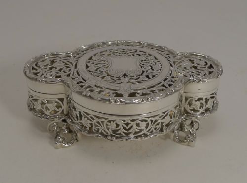 fig 1. Finest Quality Antique English Sterling Silver Pot Pourri Table Box by George Nathan and Ridley Hayes