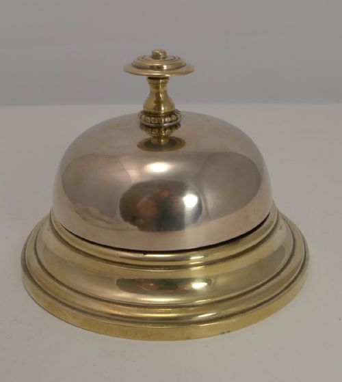 Oversized Antique English Brass Desk or Counter Bell Dated 1868