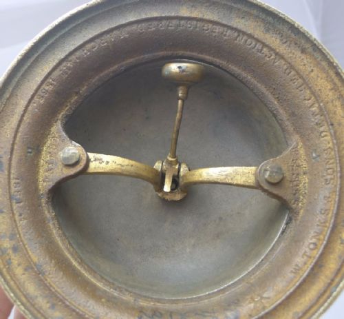 fig 1. Oversized Antique English Brass Desk or Counter Bell Dated 1868