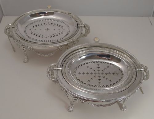 fig 1. An Exceptional Pair of Victorian English Revolving breakfast dishes by Atkin Brothers c.1880