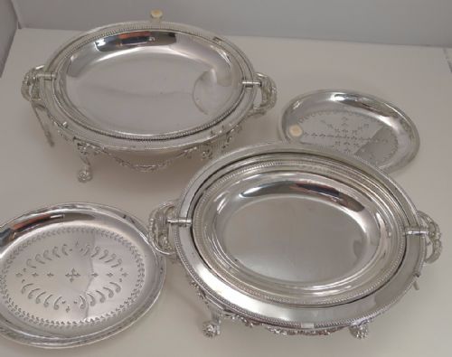fig 2. An Exceptional Pair of Victorian English Revolving breakfast dishes by Atkin Brothers c.1880