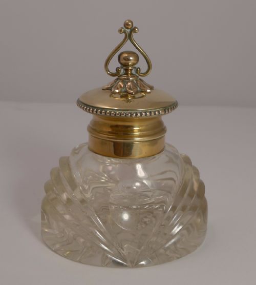 Magnificent Antique English Cut Crystal Inkwell C.1860
