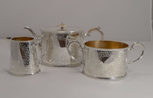 English Edwardian Fern Engraved Tea Set C.1910