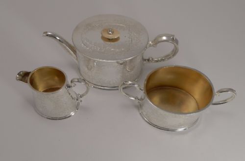 fig 1. English Edwardian Fern Engraved Tea Set c.1910