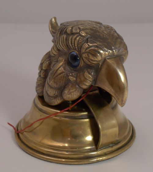 fig 1. Rare Novelty Figural Twine Cutter - Parrot With Glass Eyes c.1880