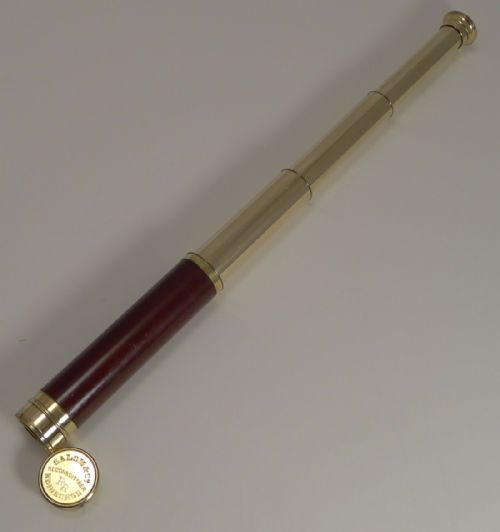 Antique Salom & Co., Edinburgh, Reconnoiterer Brass & Mahogany 3 Draw Telescope C.1870