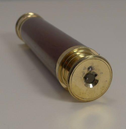 fig 1. Antique Salom & Co., Edinburgh, Reconnoiterer Brass & Mahogany 3 Draw Telescope c.1870