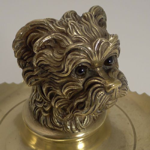 Antique Figural Inkwell - Greyfriars Bobby - Dog - C.1880