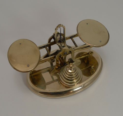 fig 1. Smart & Elegant Brass Desk-Top Postage or Letter Scale - Signed c.1890