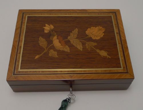 Beautifully Inlaid French Table or Desk Box C.1860