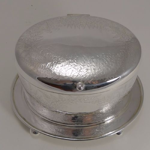 fig 1. Fine Victorian Fern Engraved Biscuit Box by Mappin and Webb c.1890