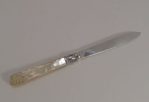 Antique English Sterling Silver & Mother of Pearl Letter Opener