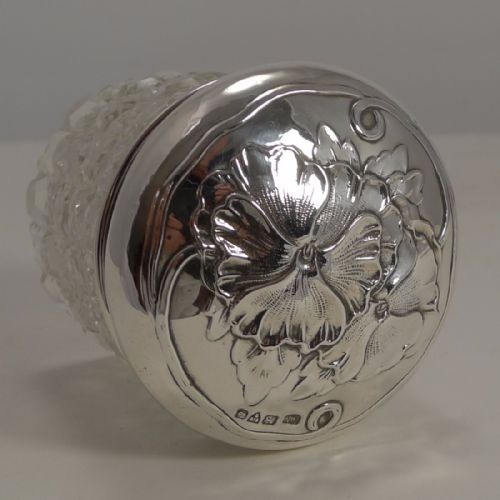 Antique Cut Crystal and Sterling Silver Vanity Box or Jar - 1905
