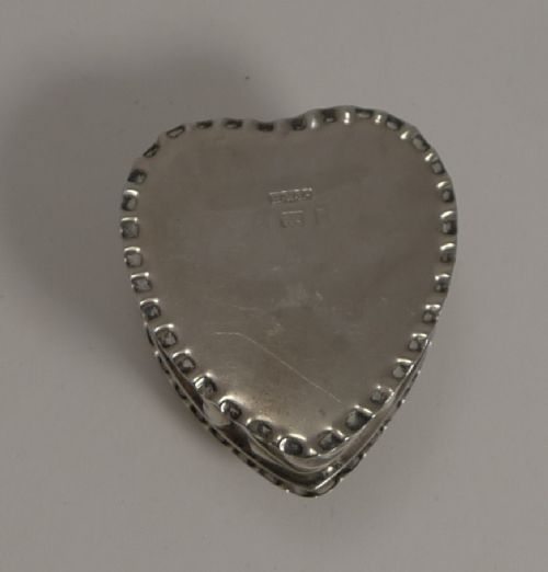 fig 1. Antique English Sterling Silver Heart Pill Box - Bee - 1900