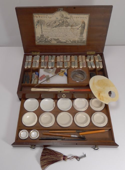 Magnificent Georgian Artist Watercolor Paint Box by Reeves and Inwood C.1800