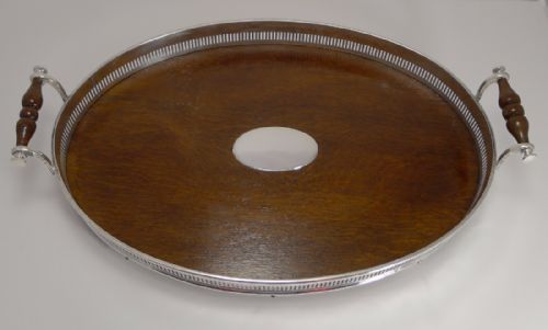 fig 1. Antique English Oak and Silver Plated Serving Tray c.1890