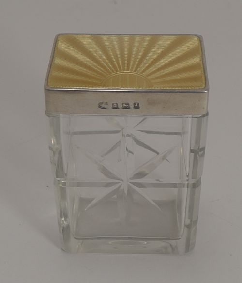 fig 1. Top Quality English Cut Crystal and Sterling Silver Box - 1933