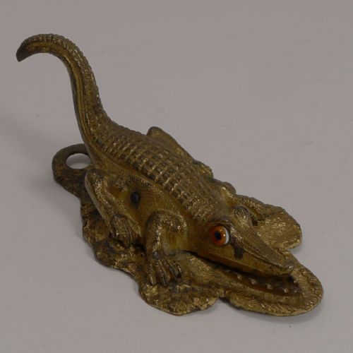 Rare Antique English Figural Letter / Paper Clip - 1888 - Alligator