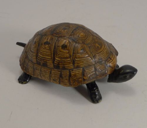 Handsome German Figural Mechanical Desk / Counter Bell - Tortoise