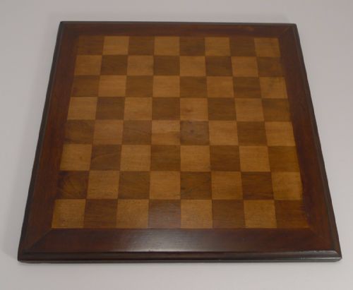 Antique Chess / Draughts / Checkers Board in Mahogany C.1900