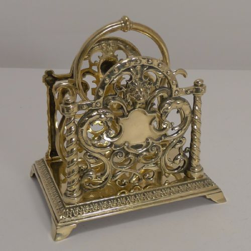 Handsome Antique English Brass Letter Rack / Holder C.1880