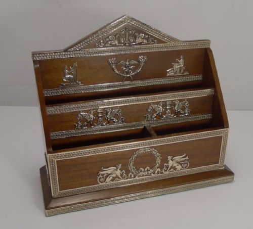 Magnificent and Grand French Brass Mounted Walnut Stationery Holder C.1890