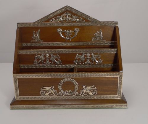 fig 1. Magnificent and Grand French Brass Mounted Walnut Stationery Holder c.1890