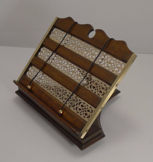 Antique English Oak & Brass Book Rest / Lectern - Reg. No. For 1894