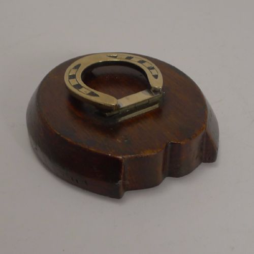 ANTIQUE ENGLISH OAK AND BRASS HORSESHOE LETTER PAPER CLIP EQUESTRIAN C1890 - ADDITIONAL PHOTO 1