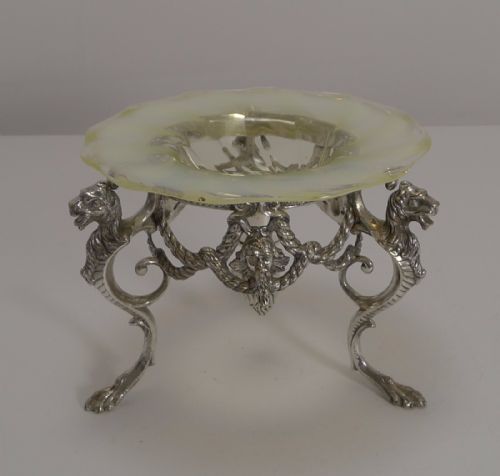 TOP QUALITY JAMES DIXON SILVER PLATE AND OPALINE GLASS CENTREPIECE C1880 - ADDITIONAL PHOTO 8