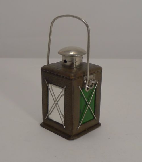 Rare Antique Novelty English Travel Inkwell - Marine Lamp C.1890