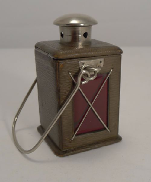 fig 1. Rare Antique Novelty English Travel Inkwell - Marine Lamp c.1890