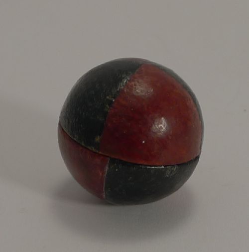 fig 1. Antique English Novelty Thimble Case - Soccer Ball - Sterling Thimble - 1895