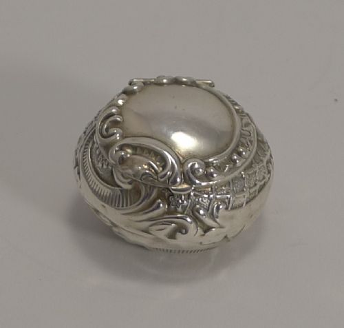 Unusual Antique Sterling Silver Pill Box - Birmingham 1900