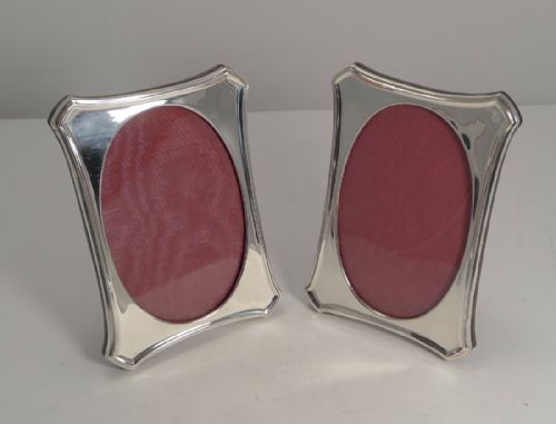 Elegant Pair Antique English Sterling Silver Photograph Frames