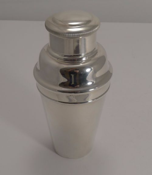 Art Deco English Silver Plate Cocktail Shaker with Ice Breaker C.1930