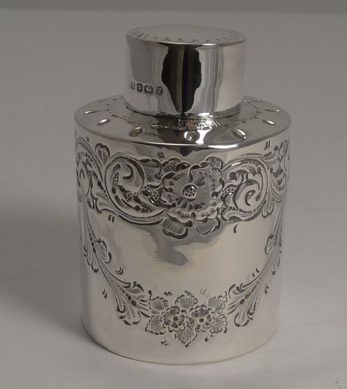 Antique English Sterling Silver Tea Caddy - 1897