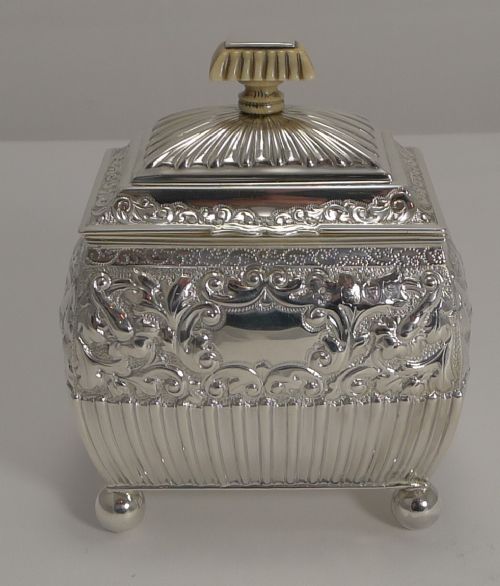 Fine Quality Antique English Sterling Silver Tea Caddy - 1893