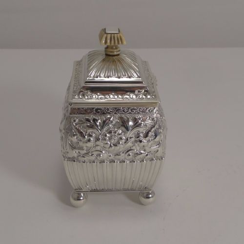 fig 1. Fine Quality Antique English Sterling Silver Tea Caddy - 1893