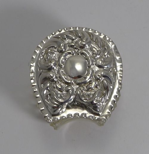 Antique English Cut Crystal and Sterling Silver Equestrian Box - Horeseshoe