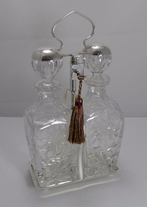 Fabulous Vintage English Locking Cut Crystal Decanters C.1920