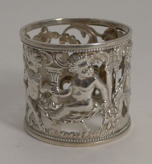 Antique English Figural Napkin Ring - Cherubs - 1901