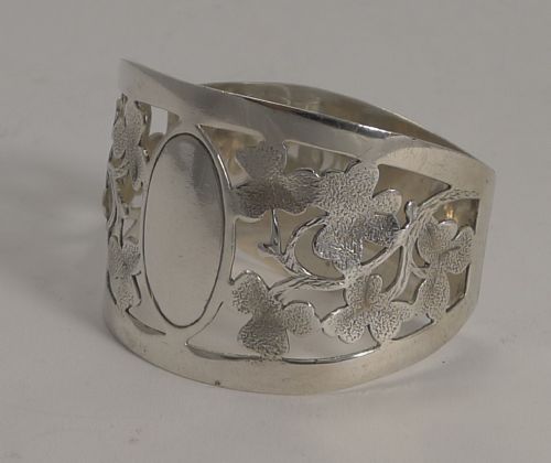 English Sterling Silver Napkin Ring - Shamrocks - 1920