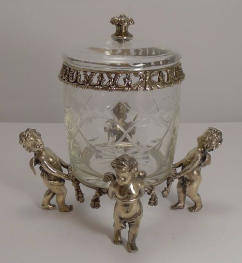 Grand Antique French Biscuit Box C.1890 - Cherubs or Putti Figures