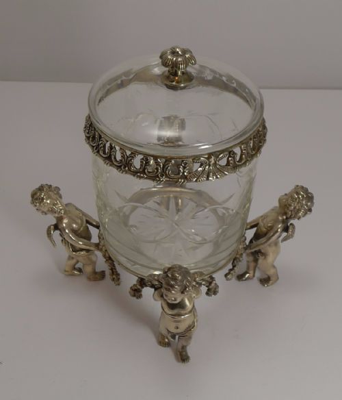 fig 1. Grand Antique French Biscuit Box c.1890 - Cherubs or Putti Figures