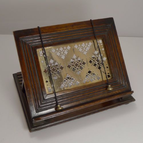 Antique English Oak & Brass Book Rest / Lectern C.1880