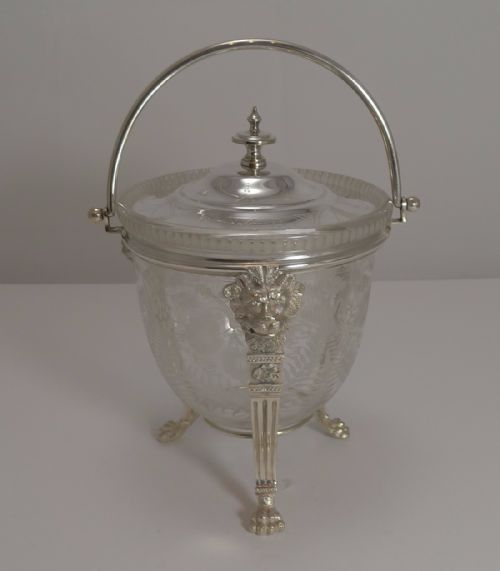 Magnificent Antique Scottish Fern Engraved Biscuit Box C.1880